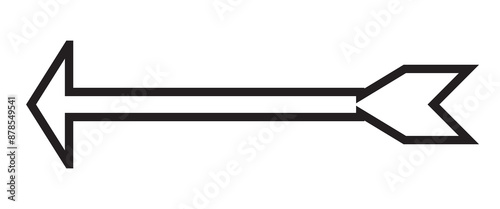 Long arrow outline. Black long arrow pointing left. Next arrow icon symbol.