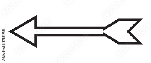 Black arrow vector pointing left outline simple plain straight sign symbol icon element shape isolated on white background. eps 10