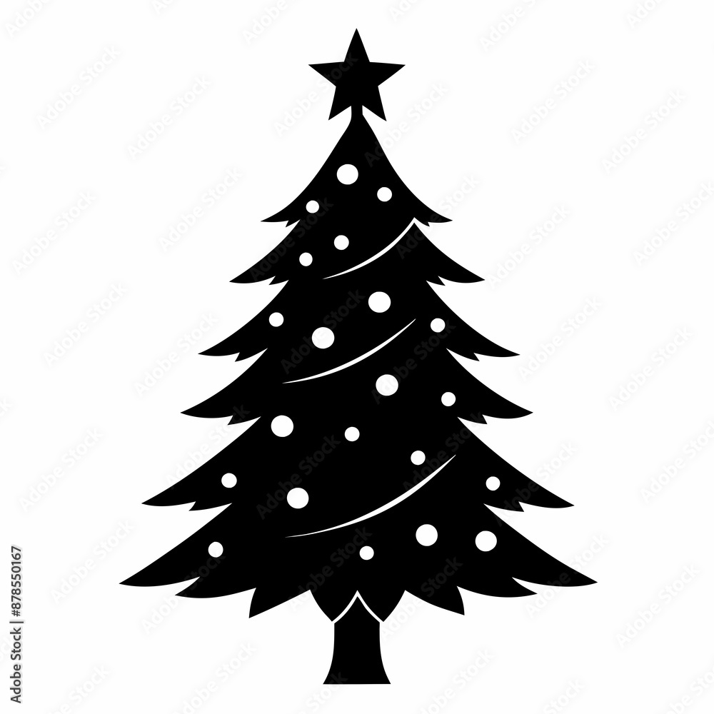 Obraz premium christmas tree vector illustration, green christmas tree isolated on white, tree vector art, christmas vector Line art