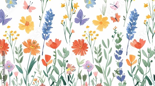 Watercolor Floral Seamless Pattern.