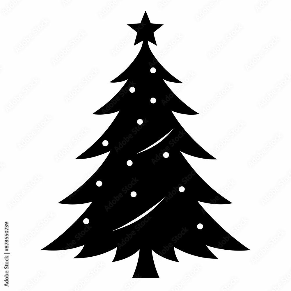 Obraz premium christmas tree vector illustration, green christmas tree isolated on white, tree vector art, christmas vector Line art