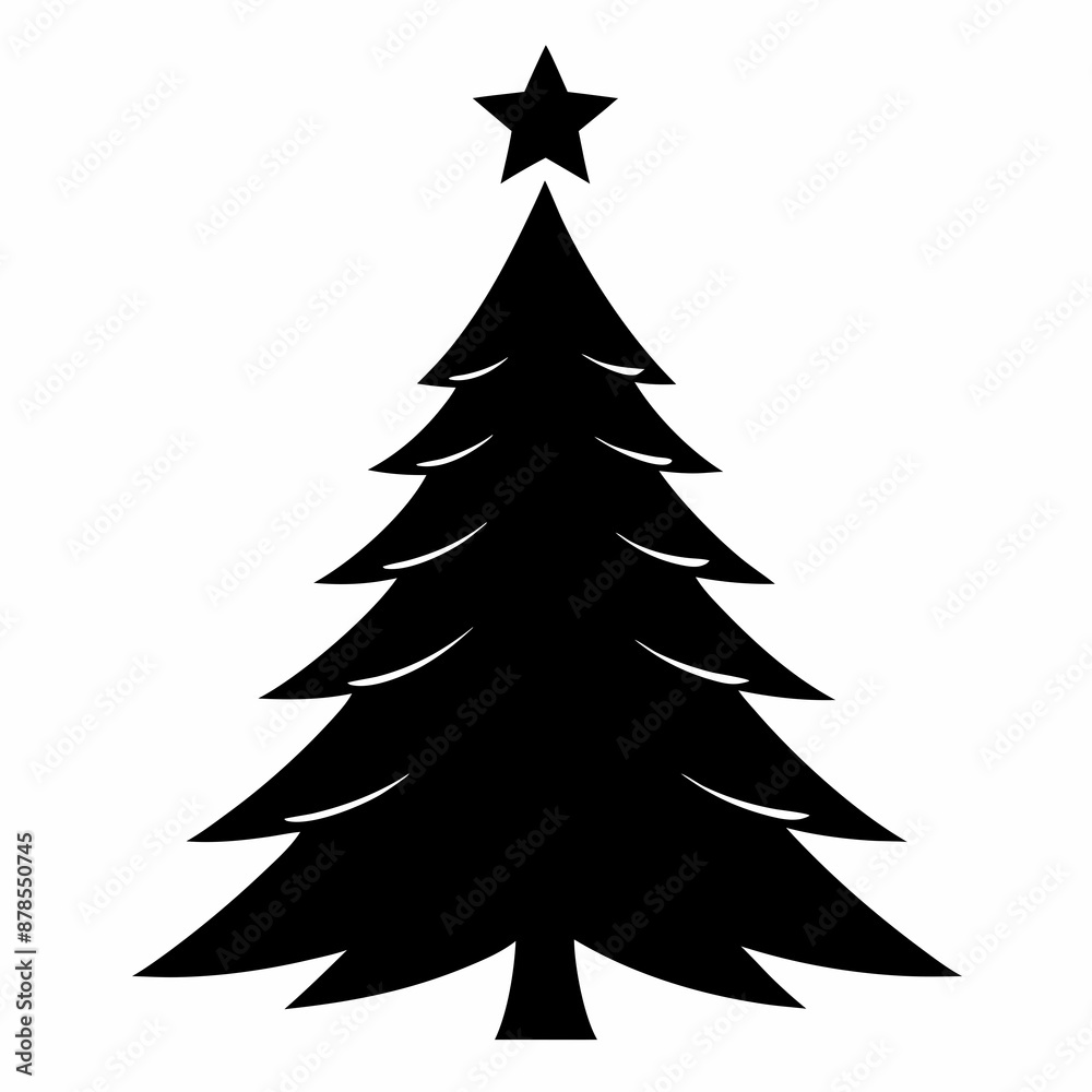 Obraz premium christmas tree vector illustration, green christmas tree isolated on white, tree vector art, christmas vector Line art