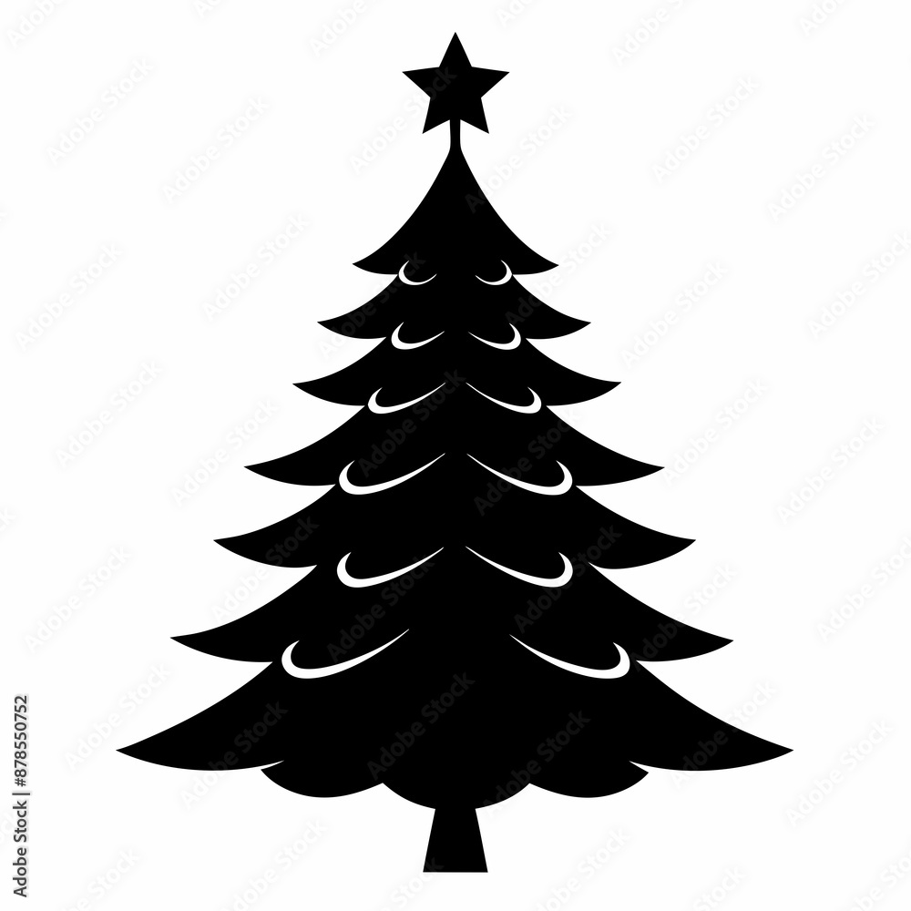 Obraz premium christmas tree vector illustration, green christmas tree isolated on white, tree vector art, christmas vector Line art