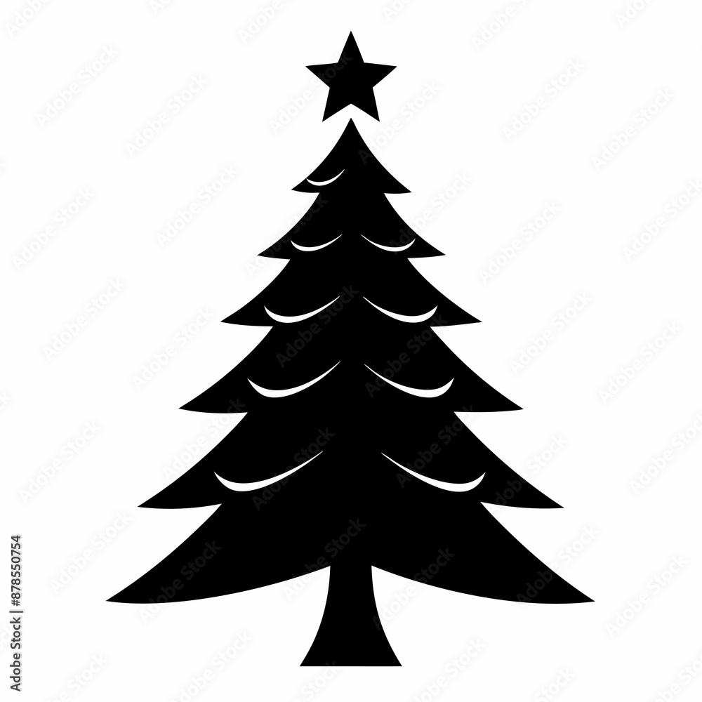 Obraz premium christmas tree vector illustration, green christmas tree isolated on white, tree vector art, christmas vector Line art