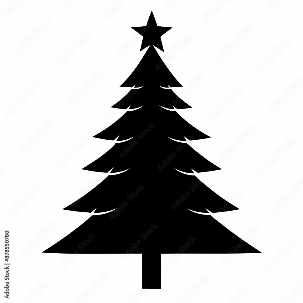 Fototapeta premium christmas tree vector illustration, green christmas tree isolated on white, tree vector art, christmas vector Line art