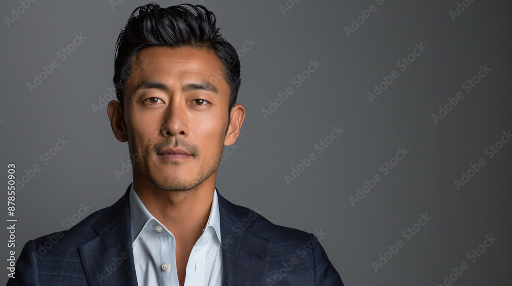 Asian Man in Formal Outfit with Grey Background Asian Man in Formal Outfit with Grey Background