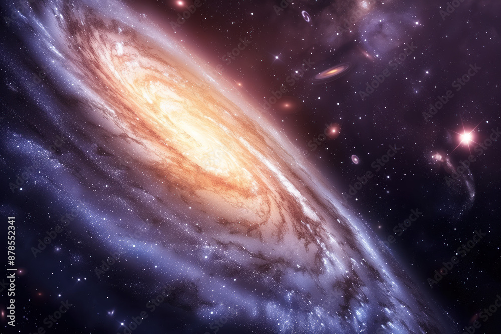 Fototapeta premium Spiral galaxy in deep space with stars in the background