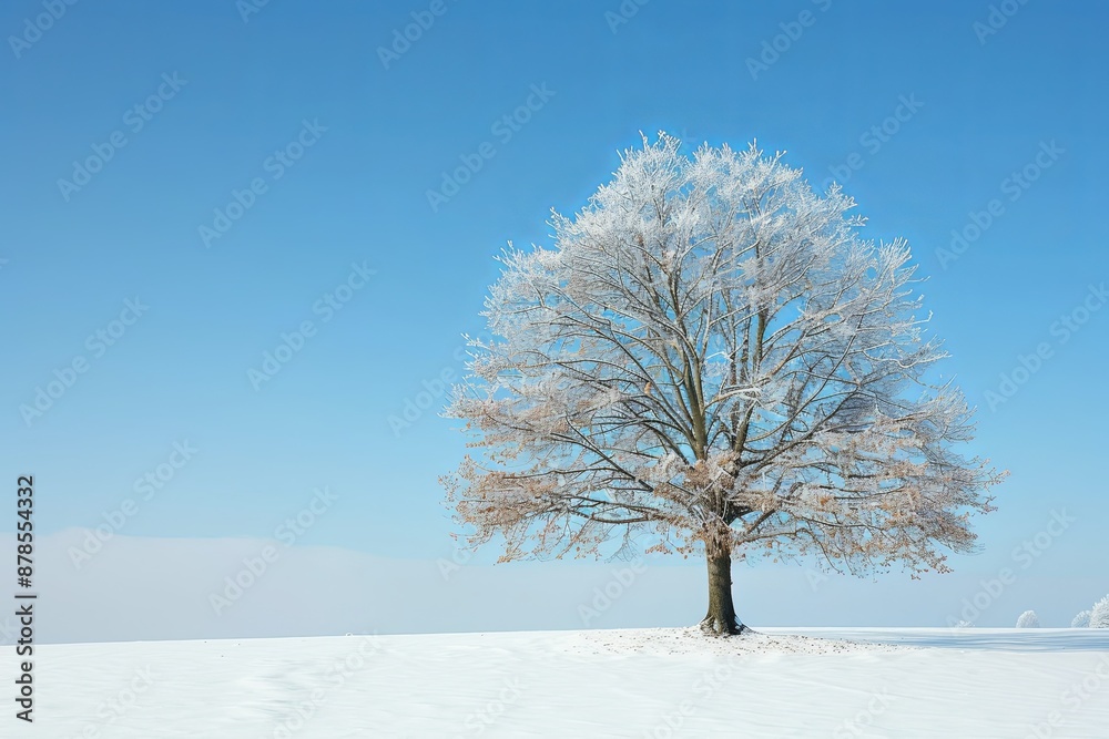 Solitary tree in a snowy field. Solitary tree in a snowy field.