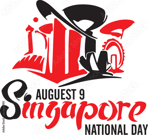 9 August Singapore day logo design template 