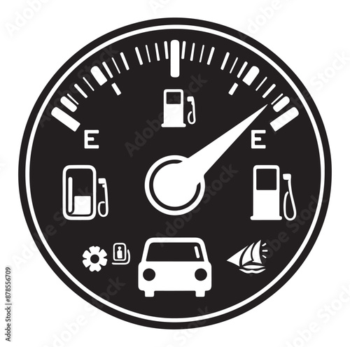 vector Fuel gauge indicator silhouette illustration