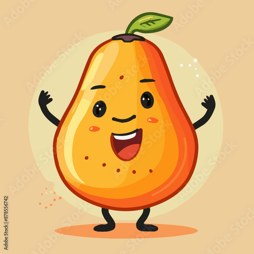 Cute Cartoon Papaya Fruit F...