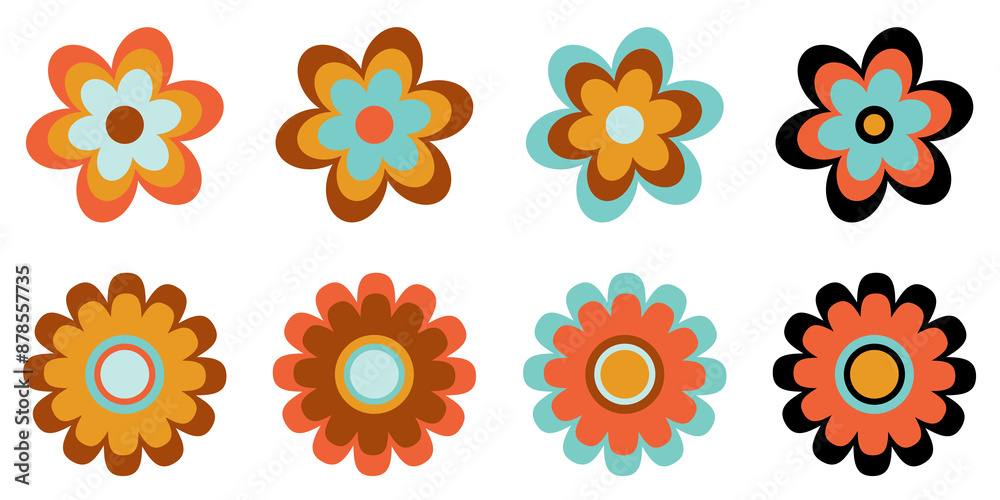 8 Retro 1960s Flowers 8 Retro 1960s Flowers
