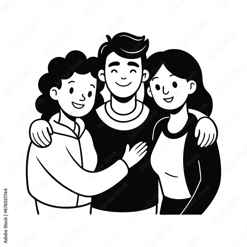 Friendship day Group Hug silhouette vector illustration Friendship day Group Hug silhouette vector illustration