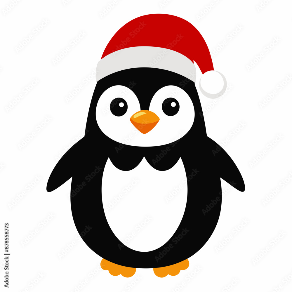 christmas penguin vector illustration, penguin with santa hat, penguin vector art, christmas vector Line art christmas penguin vector illustration, penguin with santa hat, penguin vector art, christmas vector Line art