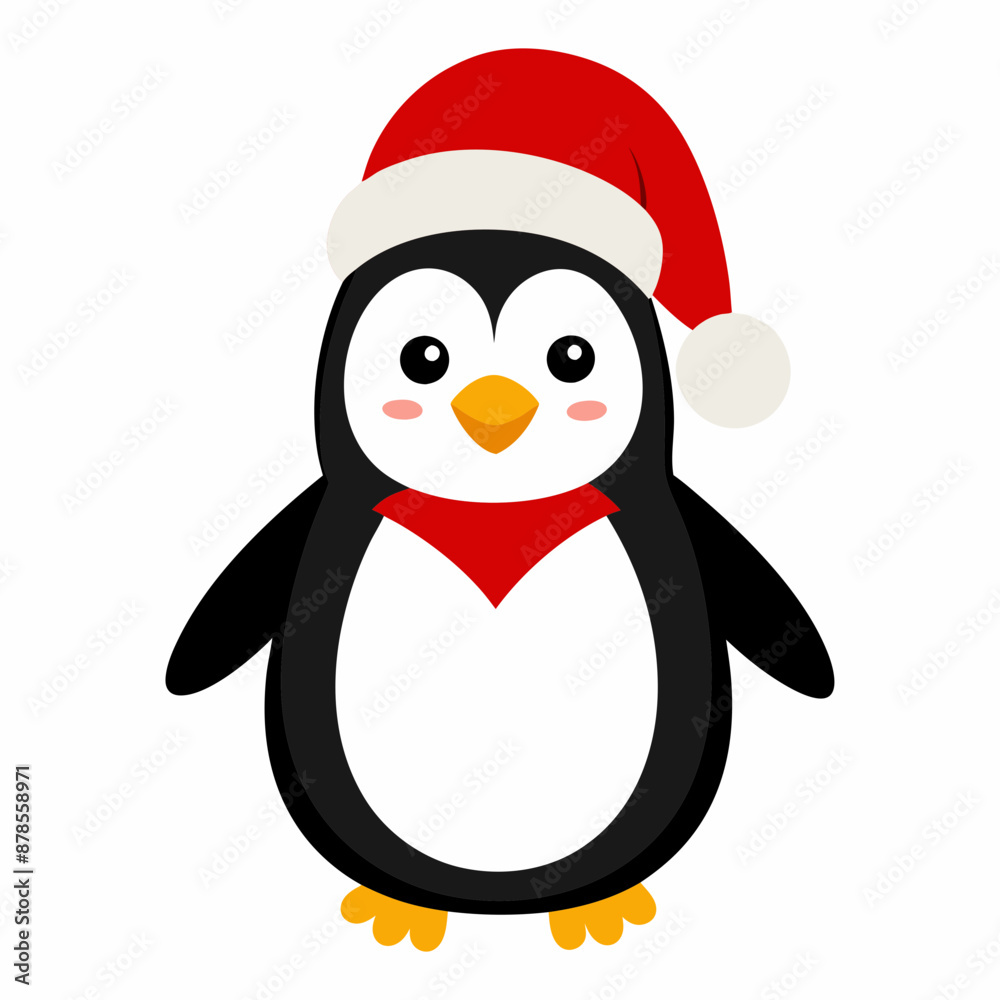 christmas penguin vector illustration, penguin with santa hat, penguin vector art, christmas vector Line art christmas penguin vector illustration, penguin with santa hat, penguin vector art, christmas vector Line art