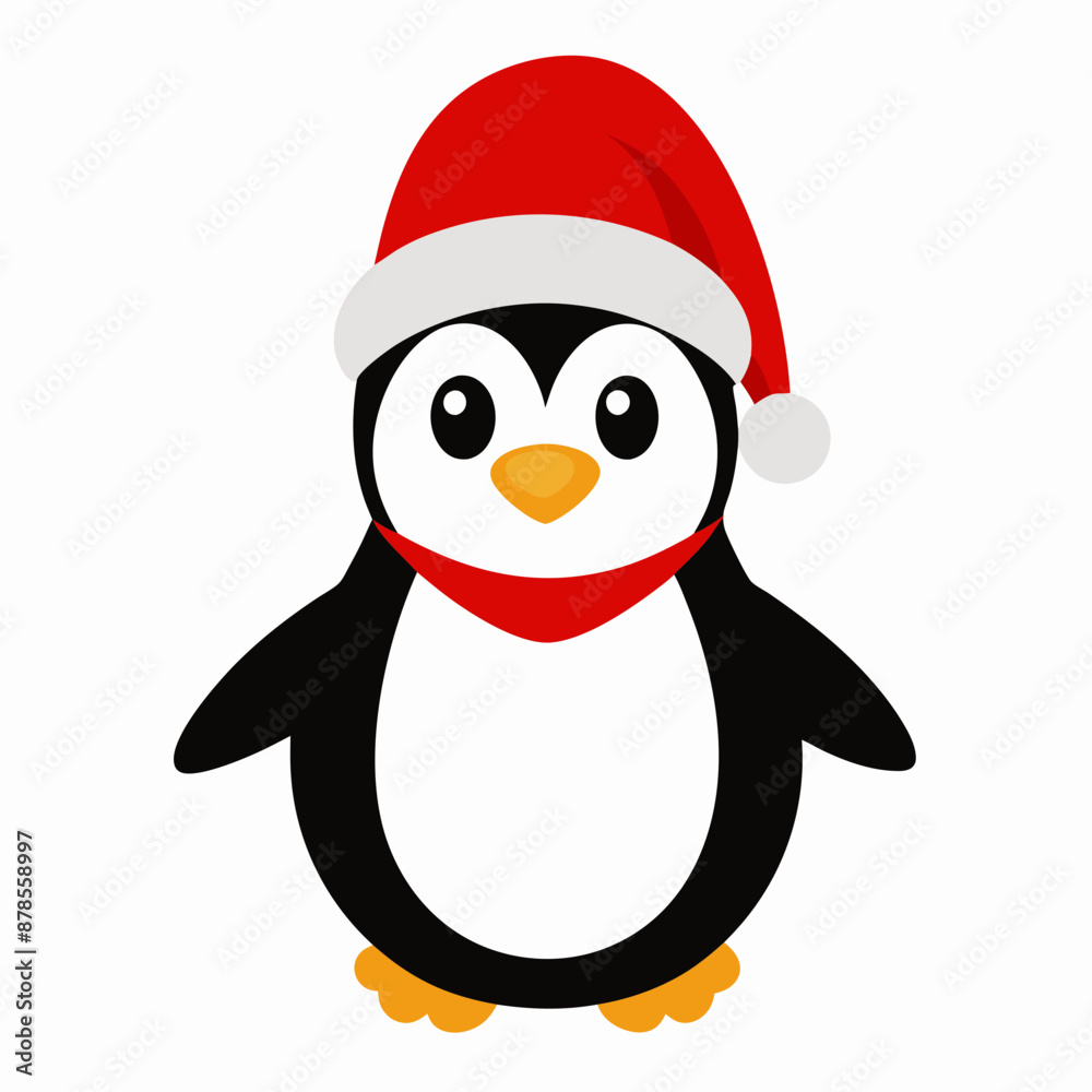 christmas penguin vector illustration, penguin with santa hat, penguin vector art, christmas vector Line art christmas penguin vector illustration, penguin with santa hat, penguin vector art, christmas vector Line art