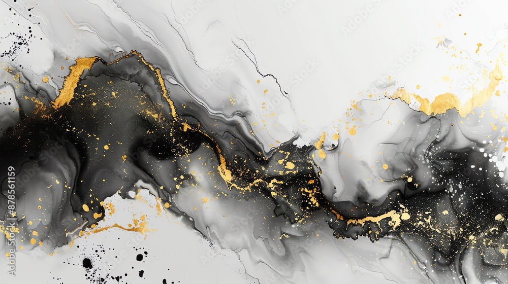 Obraz premium an elegant marble backdrop featuring contrasting black and gold colors