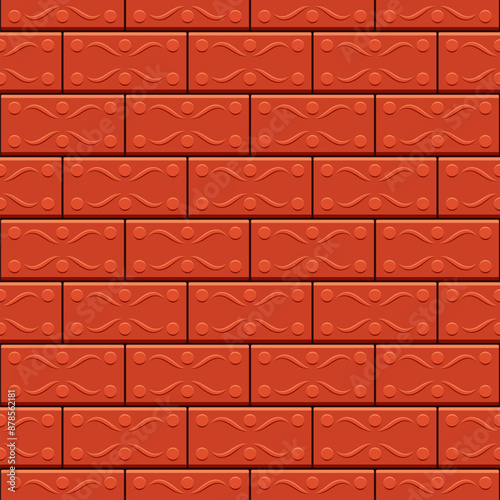 Seamless pattern of vintage brick tiles. Vector colored background.