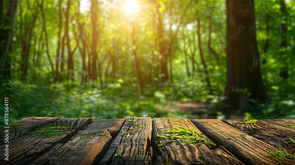 Wooden Plank with Moss in Forest. Wooden Plank with Moss in Forest.