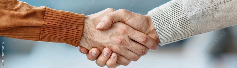 Two hands shaking, symbolizing agreement and partnership. Two hands shaking, symbolizing agreement and partnership.