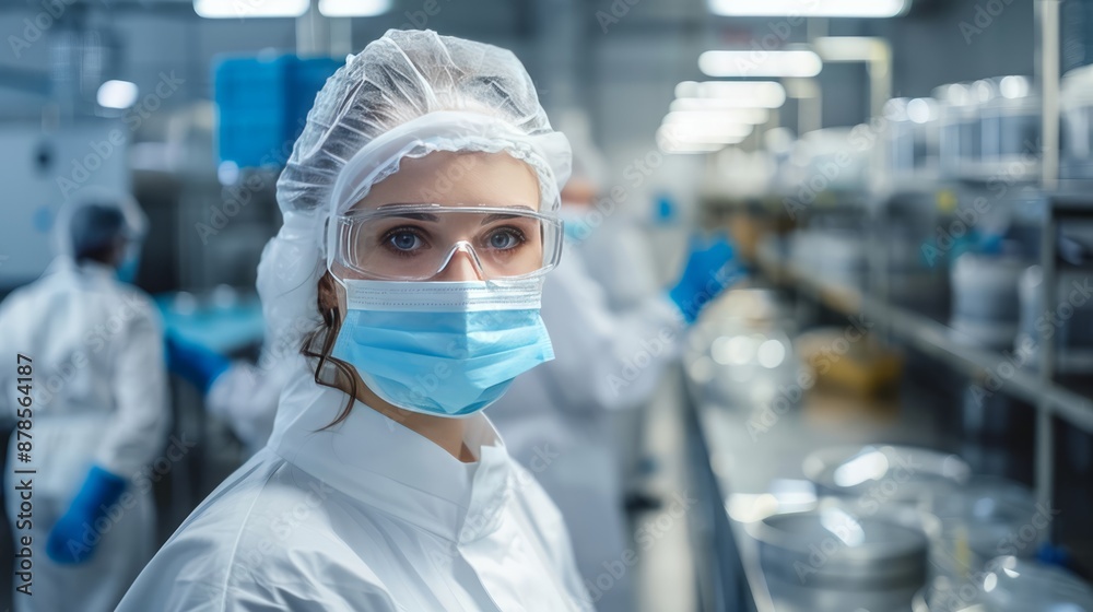 Scientist in protective gear in a laboratory Scientist in protective gear in a laboratory