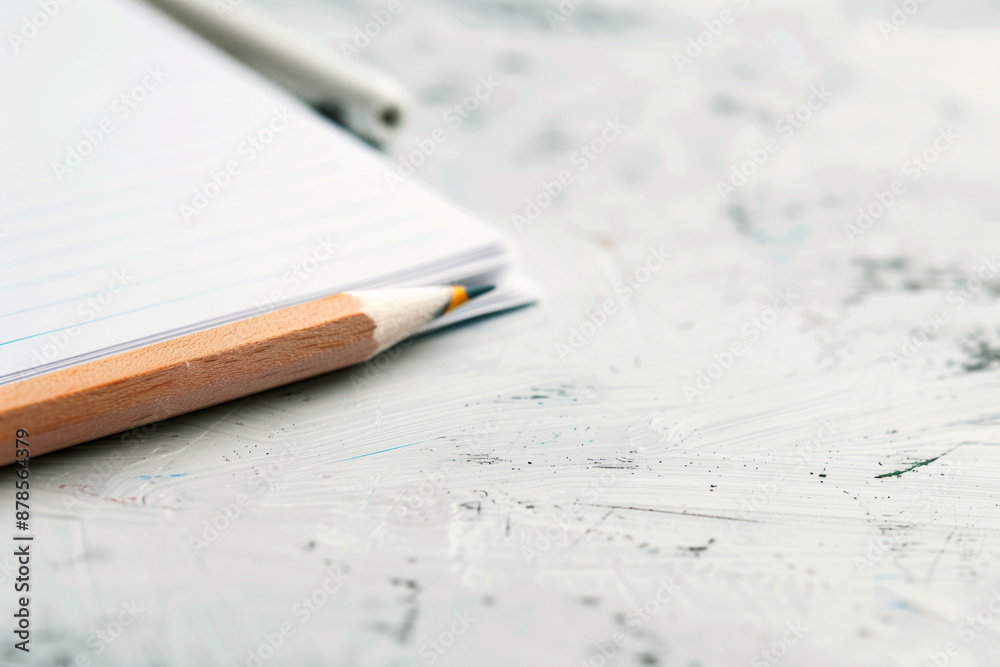 Minimalist notebook and pencil scene Minimalist notebook and pencil scene