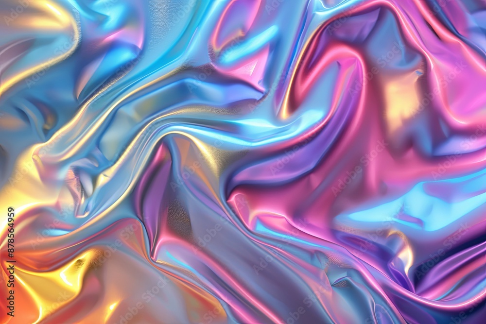 Obraz premium Abstract iridescent background with flowing colors and light reflections.