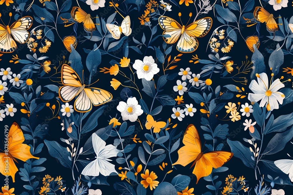 Seamless pattern with butterflies and flowers. Seamless pattern with butterflies and flowers.
