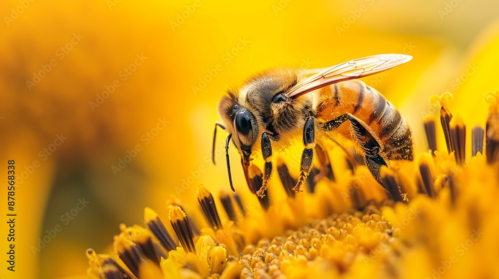 Honeybee Gathering Pollen on a Sunflower Honeybee Gathering Pollen on a Sunflower