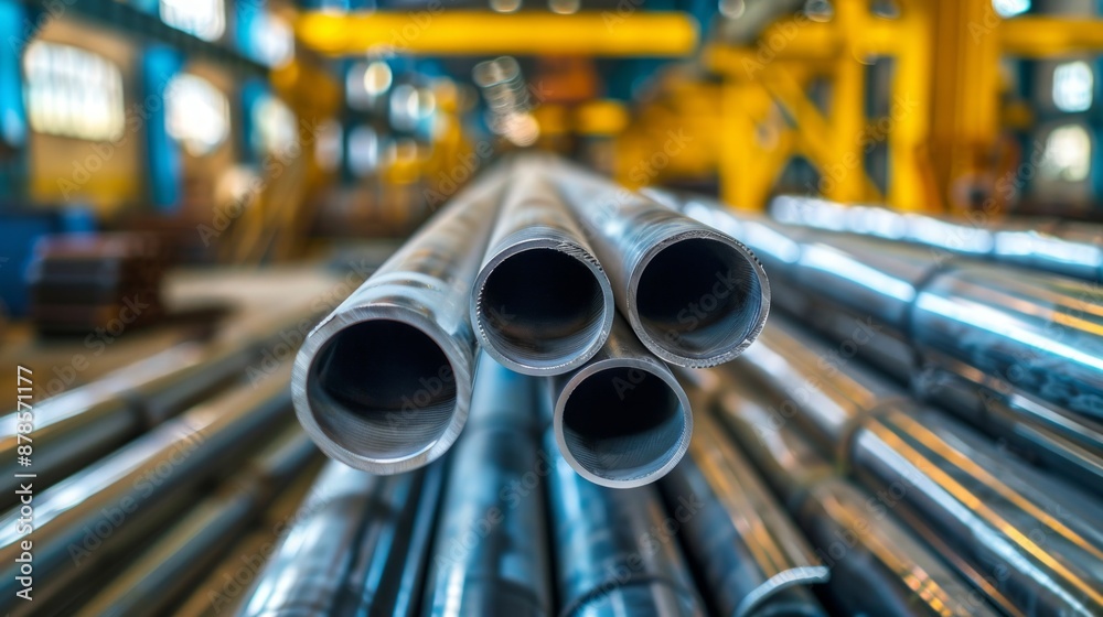 Close-up of Shiny Metal Pipes in a Factory Close-up of Shiny Metal Pipes in a Factory