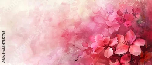 Panel kuchenny z motywem Abstract watercolor art background with pink flowers in style of watercolor paints design