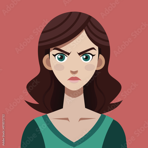 Woman cartoon character expression showing vector illustration