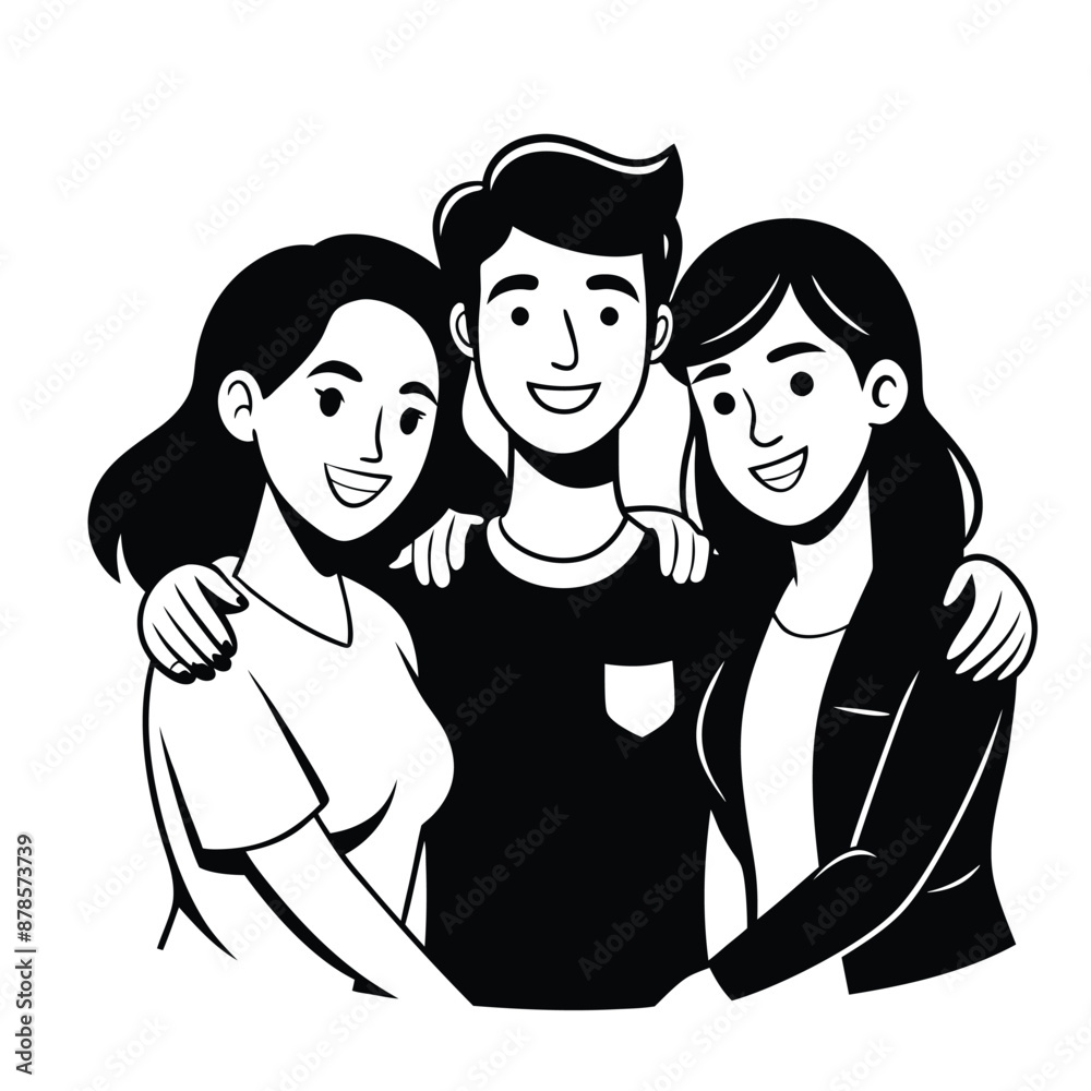 Friendship day Group Hug silhouette vector illustration Friendship day Group Hug silhouette vector illustration