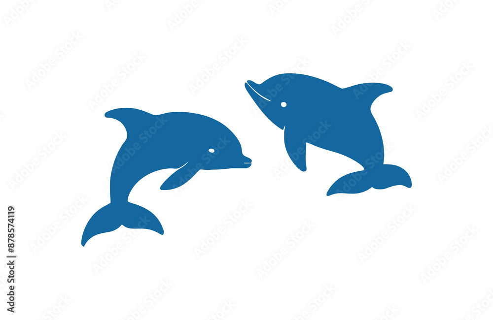 Obraz premium Dolphin pair vector silhouette design