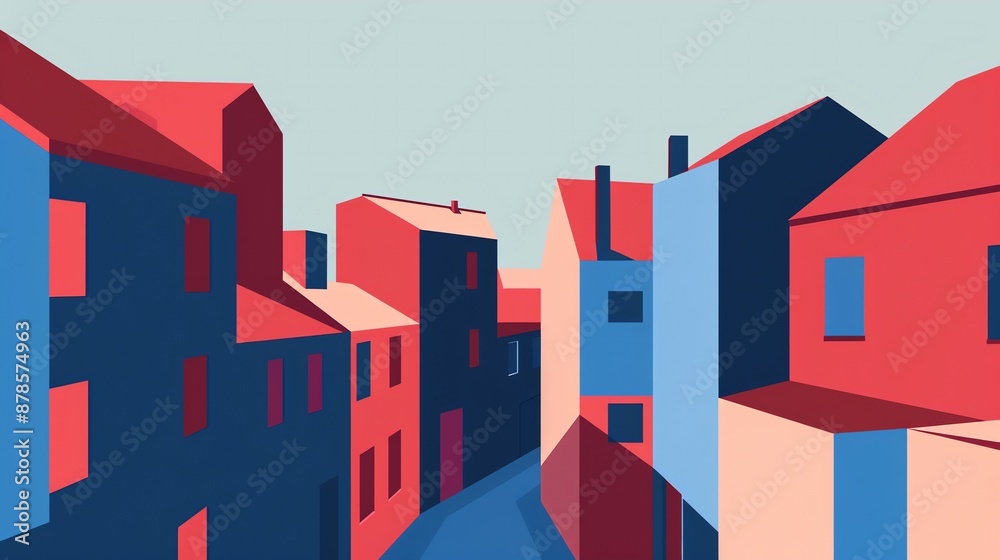 Geometric colorful painting of buildings Geometric colorful painting of buildings