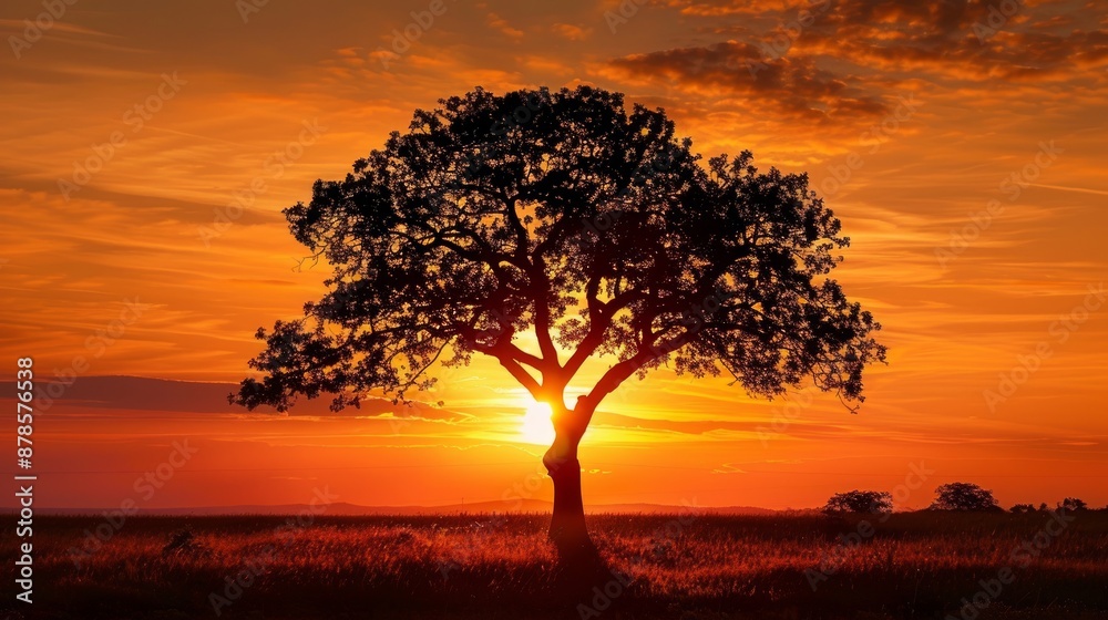 Silhouette of a Tree Against a Vibrant Sunset Silhouette of a Tree Against a Vibrant Sunset