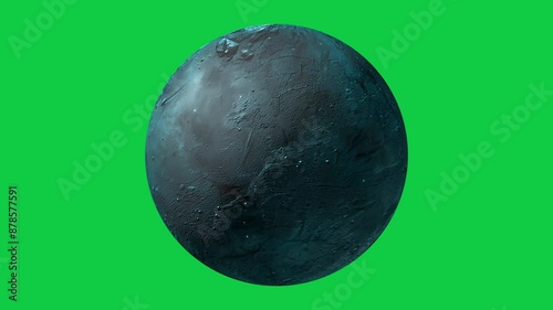 teal color abstract unknown planet rotation seamless looping animation in green screen