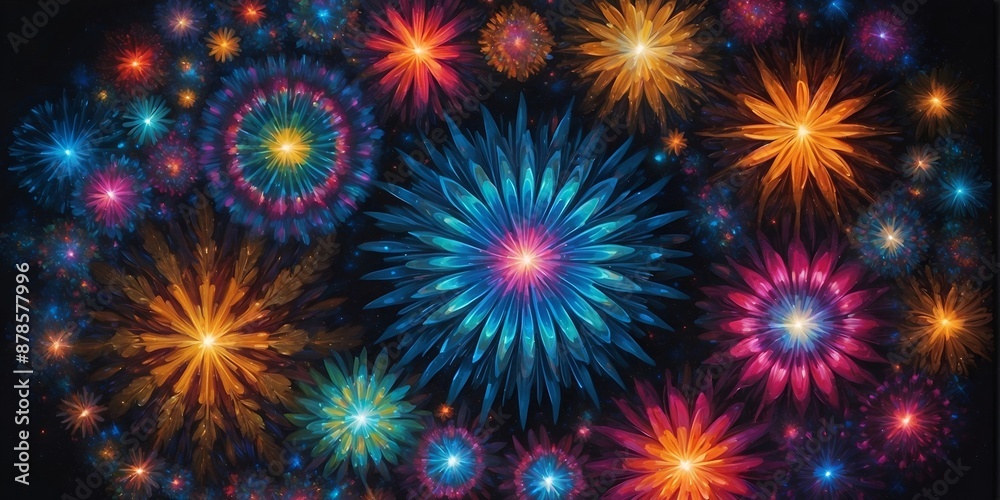 Ethereal Neon snowflake in black background: A Mesmerizing Underwater Spectacle Ethereal Neon snowflake in black background: A Mesmerizing Underwater Spectacle