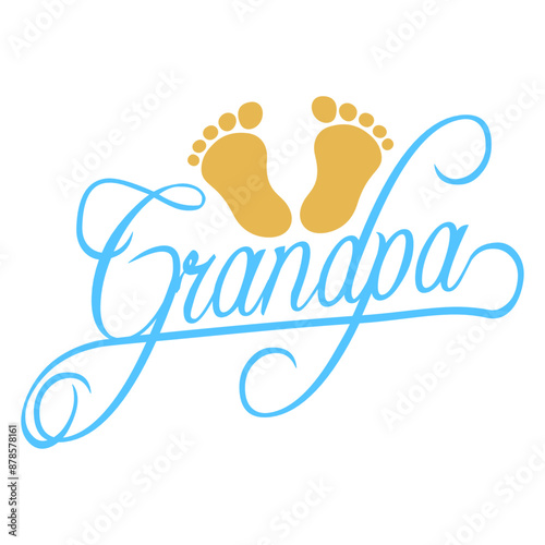 Baby Footprints First Time Grandpa Best Super Grandfather Love Grandchild Granddaddy Boy Girl Grandson Granddaughter