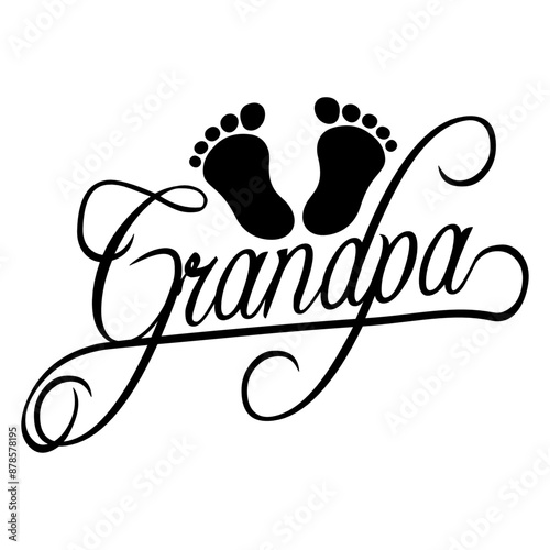 Baby Footprints First Time Grandpa Best Super Grandfather Love Grandchild Granddaddy Boy Girl Grandson Granddaughter photo