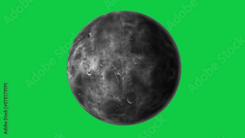 unknown fantasy planet with black color rotation in green screen