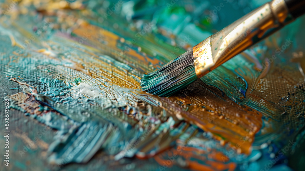 Detailed View of Paint Brush Strokes on a Colorful Canvas Detailed View of Paint Brush Strokes on a Colorful Canvas