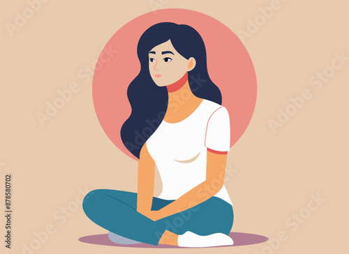 Woman cartoon character expression showing vector illustration