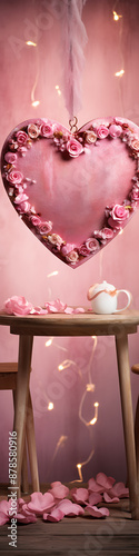 Pink heart-shaped decor, delicate and romantic.