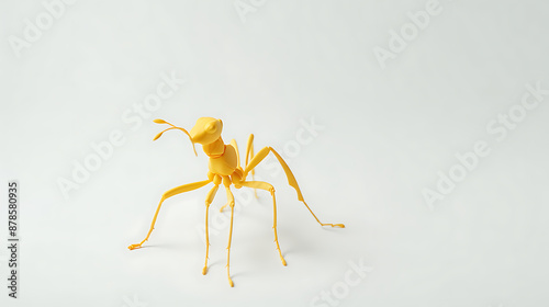 Small, bright yellow ant, detailed pose.
