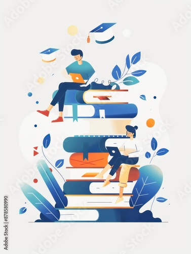 a man sitting on top of a stack of books