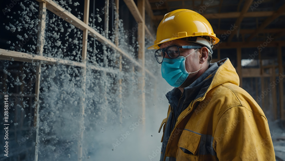 Professional construction worker and behind the dust. proper helmet and cloth. Great occupation. Professional construction worker and behind the dust. proper helmet and cloth. Great occupation.
