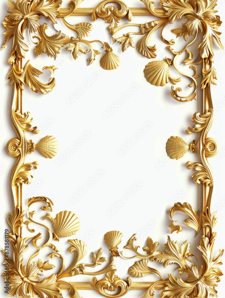 Golden decorative frame with floral ornament Golden decorative frame with floral ornament