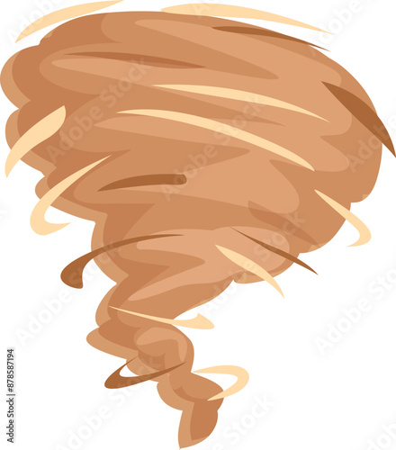 Cartoon illustration of a powerful whirlwind spinning and swirling, creating a destructive vortex