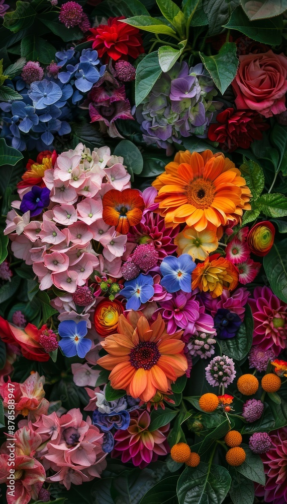 Heart-Shaped Flower Arrangement with Vibrant Colors in a Blooming Garden - Perfect for Print, Card, Poster Heart-Shaped Flower Arrangement with Vibrant Colors in a Blooming Garden - Perfect for Print, Card, Poster